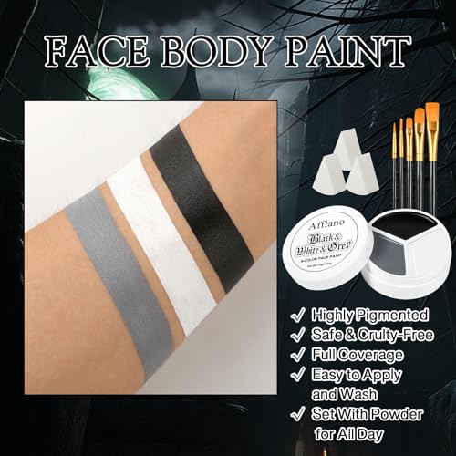 9 Pcs SFX Halloween Face Paint Kit – Black White Grey Skull Makeup
