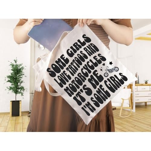 WCGXKO Motorcycle Gifts For Women Tattoos Gift Some Gir-ls Love Tattoos And Motorcycles Tote Bag