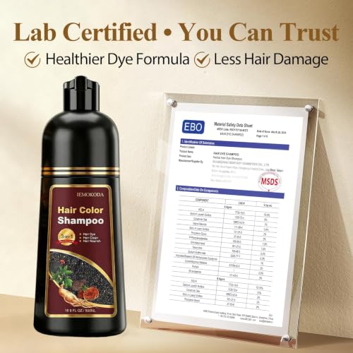 Natural Black Hair Dye Shampoo for Gray Hair - 3 in 1, 16.9 Fl Oz