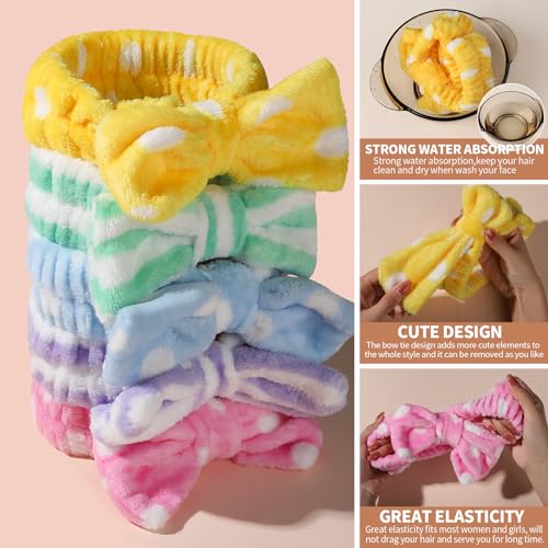 Teenitor 5-Pack Spa Headband with Bow – Makeup & Skincare