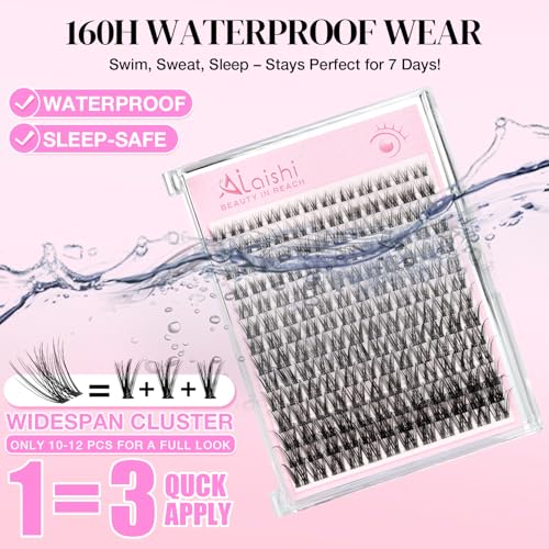 Lash Clusters Kit, DIY Cluster Eyelash Extensions 10?18mm, 168pcs Fluffy D Curl Natural Lashes with Lash Bond and Seal, Lash Tweezers, Remover?Natural Fake Cat Eye Individual Manga Clusters£¨MIX2-1-L£©