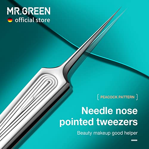 MR.GREEN Ingrown Hair Tweezers - Pointed Tips for Eyebrows & Blackheads