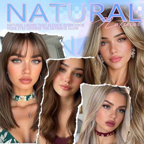 NovaBeryl Natural Wispy Clusters Eyelash Extensions 144pcs D-Curl 8-16mm - Invisible Band, DIY Lash Look