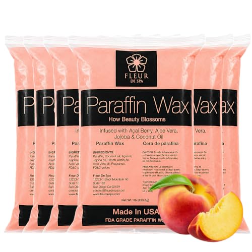 Fleur De Spa Paraffin Wax Refills - Peach Fragrance, 6 lb (Six 1 lb Bars)