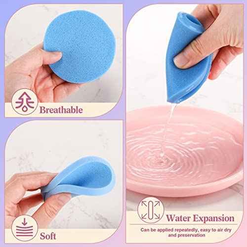 720 Count Makeup Facial Sponges Compressed Exfoliating Face Sponges for Cleansing Removal Wash Round Face Pads for Women Wash Cleansing Makeup, 4 Colors