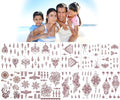 12 Sheets Temporary Henna Tattoos - Waterproof Body Art Stickers