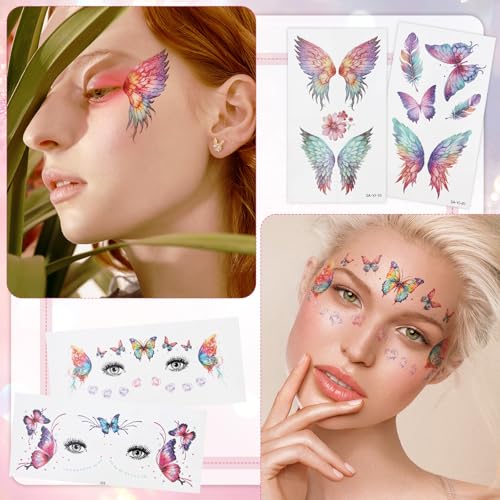 Glitter Butterfly Temporary Tattoos - 20 Sheets
