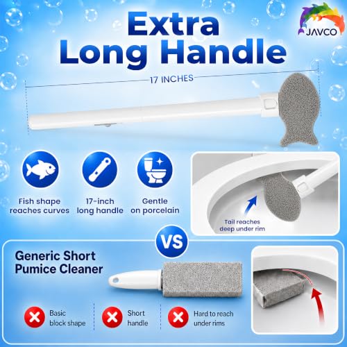 JAVCO Pumice Brush Kit / 8-in-1 Toilet Cleaning Set with Extra Long Handle