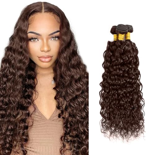 Brown Water Wave Human Hair Bundles - 18, 20, 22 Inch