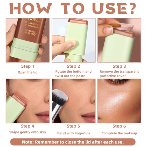 HOSAILY Cream Contour Stick with Brush – Blendable Highlighter
