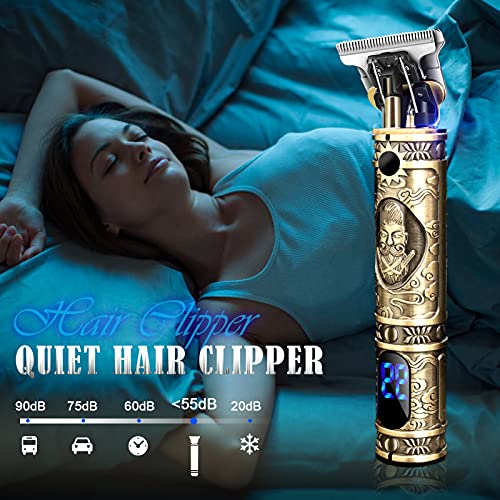 Hair Clippers for Men, Professional Hair Trimmer Zero Gapped T-Blade Trimmer Cordless Rechargeable Edgers Clippers Electric Beard Trimmer Shaver Hair Cutting Kit with LCD Display Gifts for Men