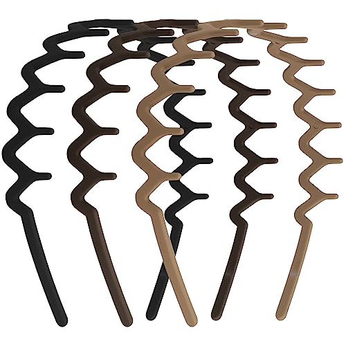 Zig Zag Headbands Set of 3 Non-Slip Hair Combs Black