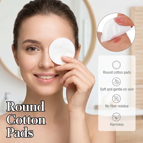100 Pcs 2.2" Lint-Free Cotton Rounds for Face Makeup Removal