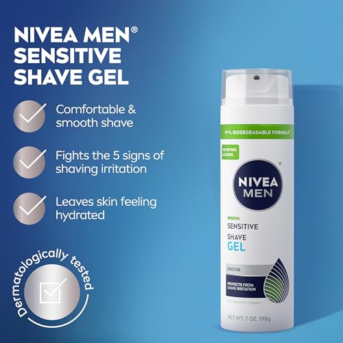 NIVEA MEN Sensitive Shave Gel, 3 x 7 OZ (Alcohol-Free)
