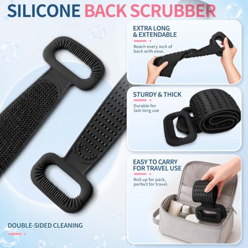 36" Extendable Silicone Back Scrubber with Dual Massage Sides