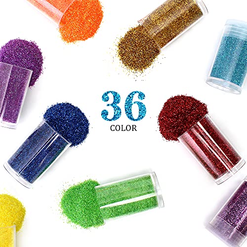 36 Colors Fine Glitter Set for Nails, Eyes & Crafts