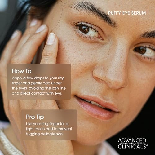 Advanced Clinicals Puffy Eye Serum | Caffeine & Hyaluronic Acid, 1.75 Fl Oz