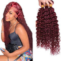 #99J Burgundy Water Wave Human Hair Bundles 26 28 30