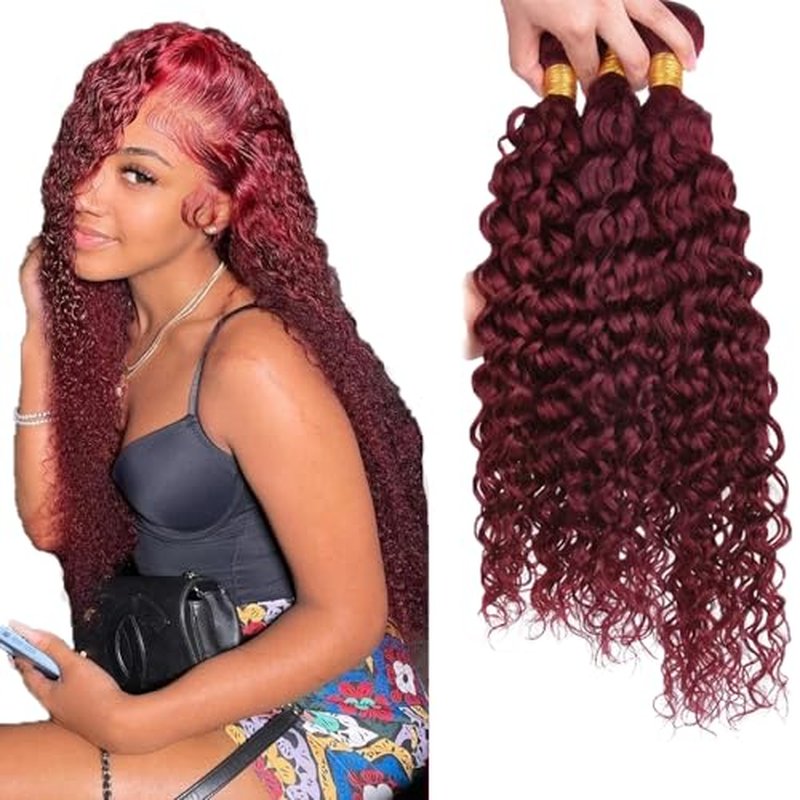 #99J Burgundy Water Wave Human Hair Bundles 26 Inch