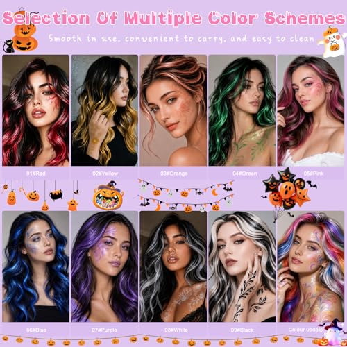 Temporary Hair Color Stick Set - 9 Vibrant Colors, Washable & Non-Toxic