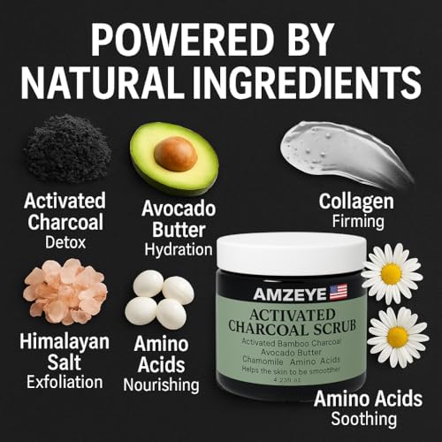 Charcoal Detox Scrub - Purify and Revitalize Your Skin with Activated Bamboo Charcoal, Avocado Butter, and Collagen for a Radiant Glow