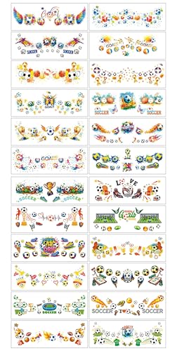 Soccer Temporary Tattoos 24 Sheets - Waterproof Game Day Face Stickers
