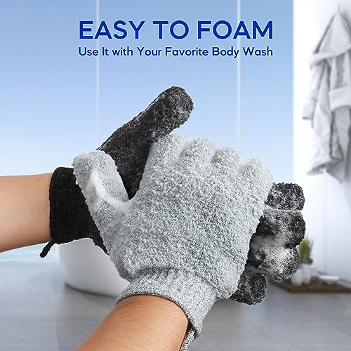 Extra Large Exfoliating Gloves 8 Pack for Big Hands - Double-Sided Shower Scrubbers