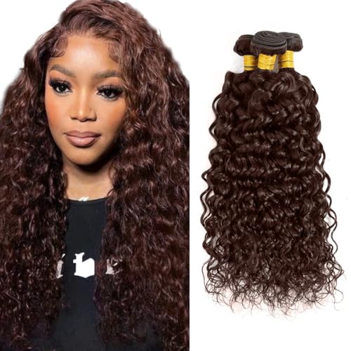 Dark Brown Water Wave Human Hair Bundles #4 26-30 Inch