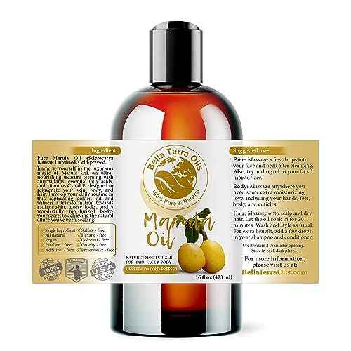 Bella Terra Oils - Marula Facial Oils 16oz - Dive Deep into the Luxury of Nature, Rich in Flavonoids & Minerals, Daily Dose of Radiance