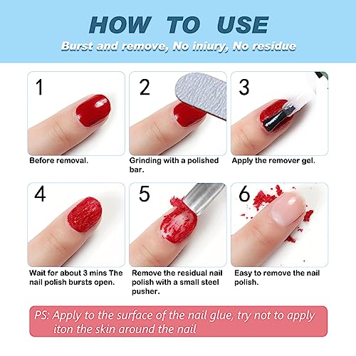 (3 PACK) Gel Nail Polish Remover, Professional Remove Gel Nail Polish Within 3-6 Minutes - Quick & Easy - No Need For Foil, Soaking Or Wrapping