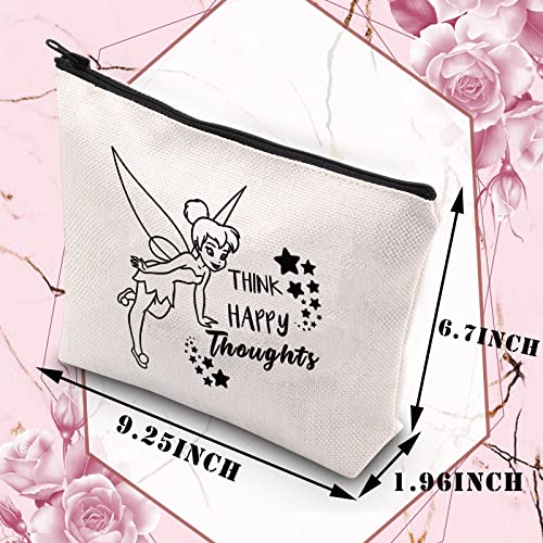 BDPWSS Fairy Tales Makeup Bag For Girls Think Happy Thoughts Cosmetic Makeup Bag For Friend Sister Inspirational Gift (think happy thoughts)