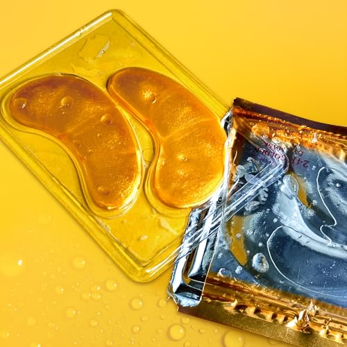 24K Gold Eye Patches for Puffy Eyes and Dark Circles, Luxury Anti-aging Skincare - Collagen Anti Wrinkles Patches w/Vitamin C & Niacinamide to Hydrate, Depuff, Smooth Fine Lines ? 25 pairs