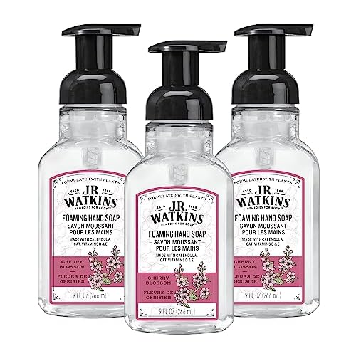 J.R. Watkins Foaming Hand Soap with Pump Dispenser, Moisturizing Foam Hand Wash, All Natural & Foaming Hand Soap Pump with Dispenser, Moisturizing All Natural Foam, Alcohol-Free
