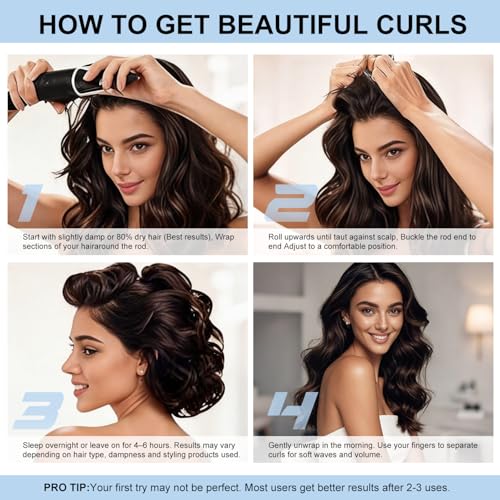 Togayu Heatless Curls Overnight Hair Set - Blue Velvet Jumbo Curlers