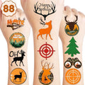 88 PCS Hunting Temporary Tattoos for Kids - Camo Party Favors