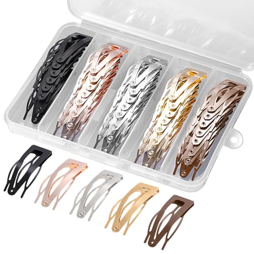 40PCS Metal Snap Hair Clips for Women & Girls - Black & Brown Variations