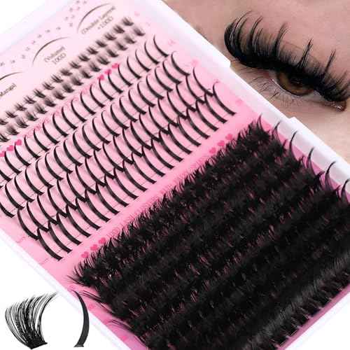 Lashes Clusters Kit Bottom Lashes with Spikes 100D Cluster Eyelash Extensions Kit 10-120mm D Curl Volume Manga DIY Individual Strips Lashes Thick with Lash Bond and Seal Tweezers Remover