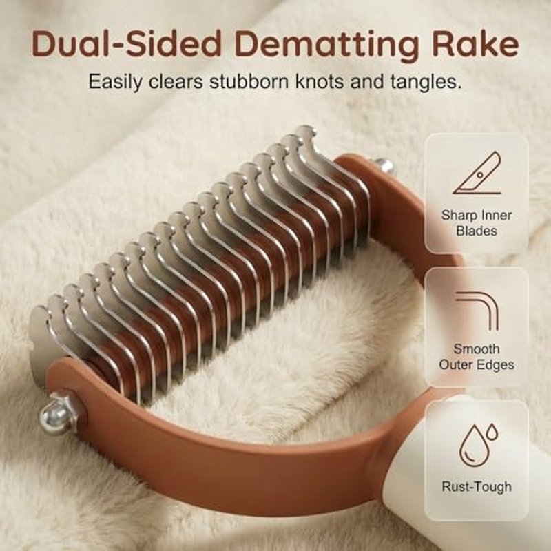 Double-Sided Dematting Comb for Cats & Dogs - Gentle Deshedding Tool