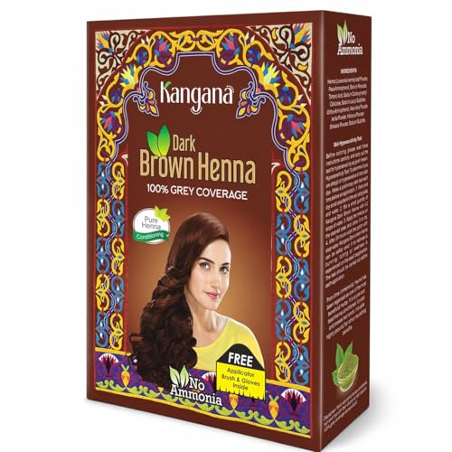 Kangana Henna Hair Dye Dark Brown - Ammonia-Free, 6 Pouches