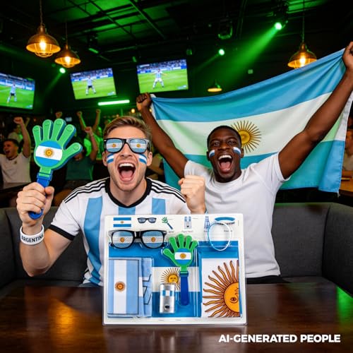 Soccer Fan Kit 6-Piece Set with Flag, Scarf & Face Paint