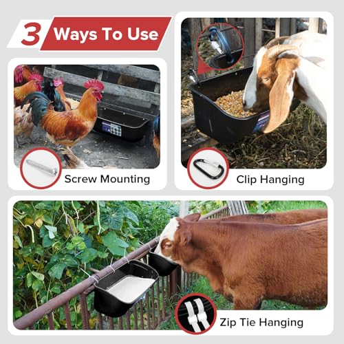 Goovilla 9 Quart Hanging Livestock Feeder Trough, 2 Pack