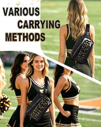 Glitter Cheer Bag with Chenille Letter - Dual Compartment Sling Bag