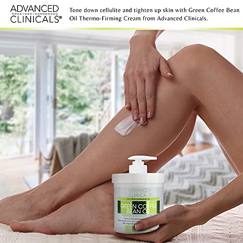 Advanced Clinicals Thermo Firming Green Coffee Bean Moisturizer Body Cream | Anti Cellulite Caffeine Firming Lotion For Legs, Arms, & Body | Skin Care Products | Aging Skin Tightening Cream, 2-Pack