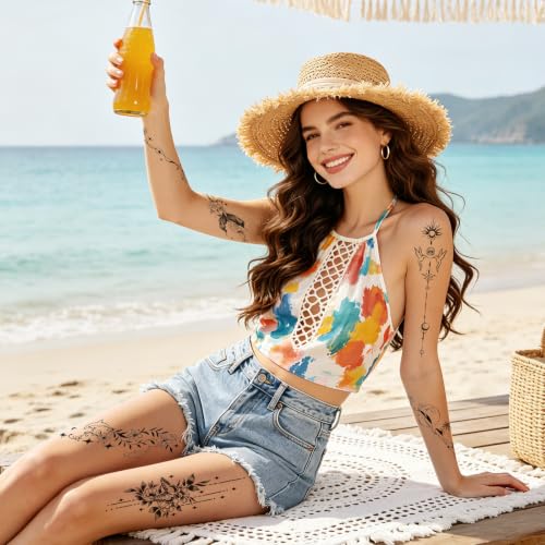 Fine Line Temporary Tattoos for Women, 45 PCS Waterproof