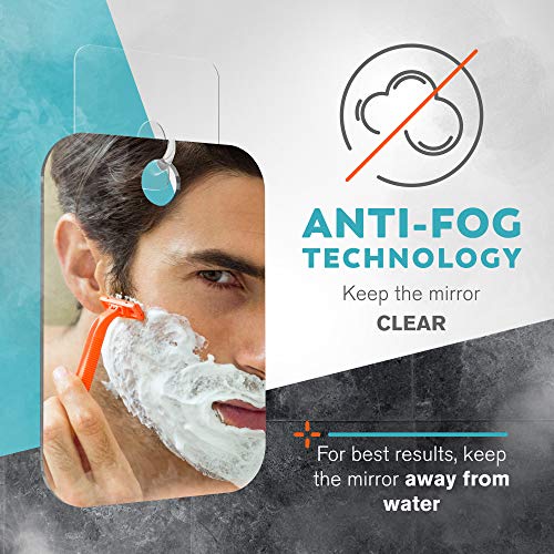 Fogless Shower Mirror with Razor Hook - No Drill Mount