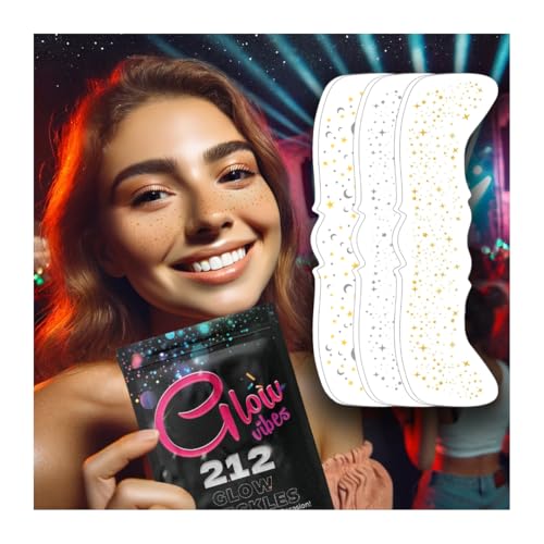 GlowVibes212 Glitter Freckles Face Tattoo - Glow in the Dark Freckles for Parties - Waterproof Face Glitter Freckles - Temporary Freckles - Cute Glow Party Makeup Accessories - 6 count