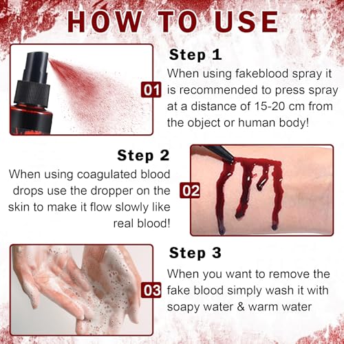 Halloween Fake Blood Makeup Kit - 4 PC SFX Set