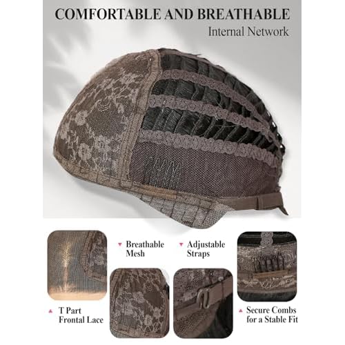 WIGER Short Lace Front Wig Pre Plucked Curly Bob Wig for Women Natural Lace Hairline Loose Wave Synthetic Wig for Daily Party Halloween (Nature Black)