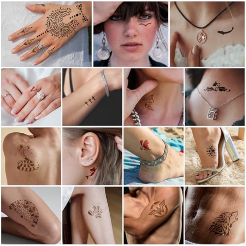 Temporary Tattoo Kit 146pcs with Stencils & 3 Ink Colors
