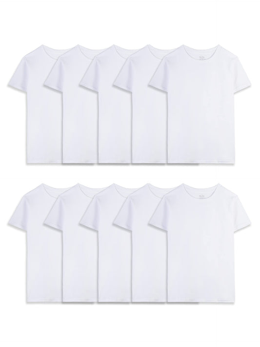 Fruit of the Loom Boys' Cotton White T Shirt, Husky-10 Pack, Large Husky